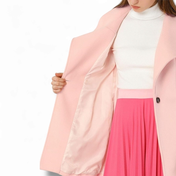 NWOT Allegra K Women's Classic Stand Collar Long Sleeve Winter Belted Long Coat - Picture 2 of 16